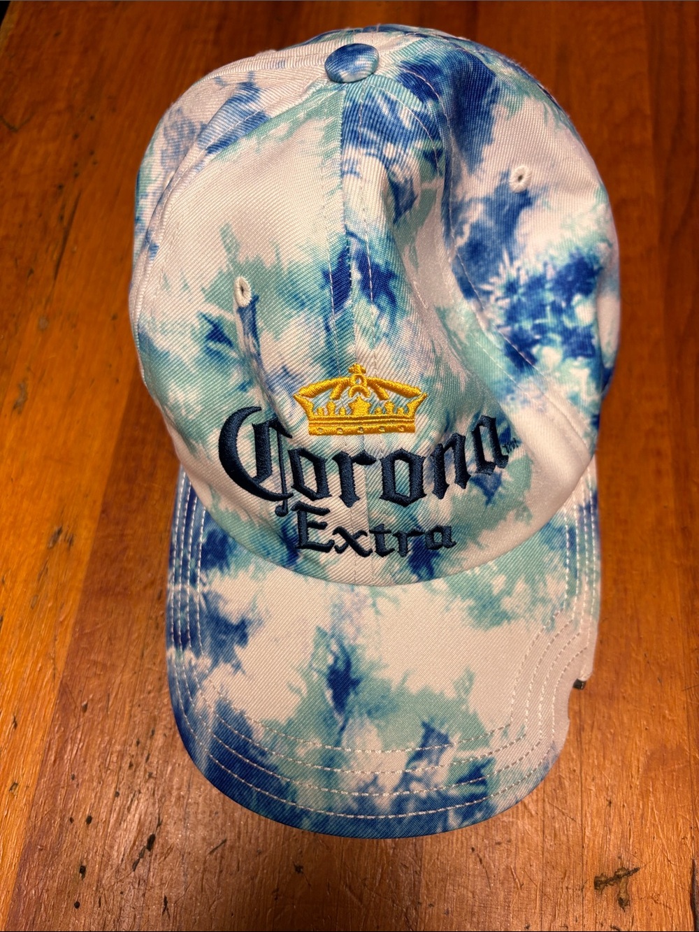 Corona Embroidered Logo Cap - Tie Dye - Blue, White & Yellow